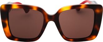 Gucci GG1861S Oversized Tortoiseshell Acetate Sunglasses - Brown