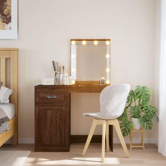 vidaXL Tocador Con Luces Led Roble Marr&oacute;n 90x42x132,5 Cm Vidaxl