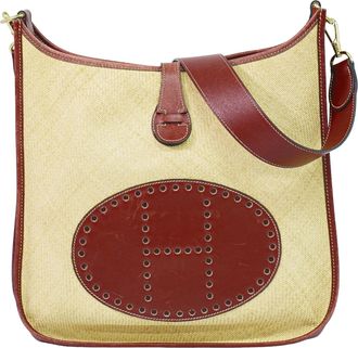 Herm&egrave;s Evelyne Bag Gen I Panama Beige Leather Handbag (Pre-Owned)