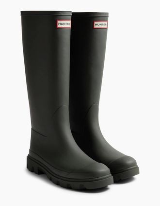 Hunter Mens Hunter Downpour Tall Rubber Mens Dark Olive Wellington Boots - Green - Size: 11