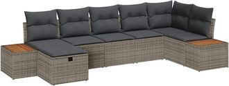 vidaXL Vidaxl - Conjunto De Sof&aacute; De Jard&iacute;n 7 Pcs Gris 55 X 62 X 69 Cm Polirat&aacute;n
