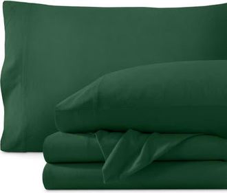 Bare Home Organic Cotton Jersey Sheet Set in Forest Green at Nordstrom, Size Twin Xl