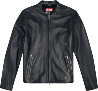 Diesel Zwart Leren Racerjack - Heren - Leren en Su&egrave;de Jassen - Zwart - M - Leer - Jassen