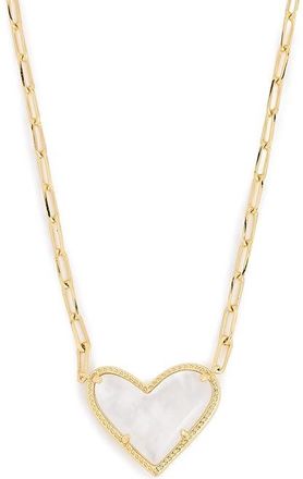 Kendra Scott Ari Heart Statement Short Pendant Womens Necklace Womens Necklace Gold Ivory Mother-of-Pearl, Brass