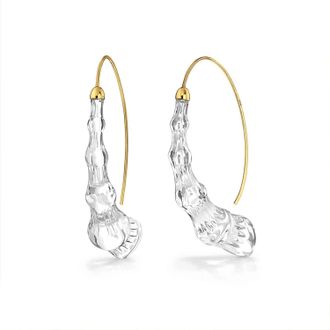 Gold & Honey Womens Wishbone Bamboo Lucite Earrings In Clear