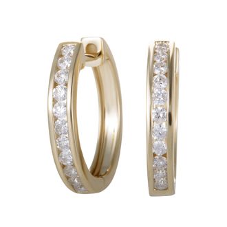 Luxury Bazaar 14K Yellow Gold 0.50 ct Diamond Hoop Earrings