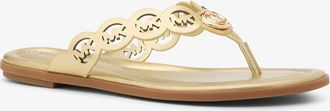 Michael Kors Janie Perforated Logo Metallic Leather Sandal