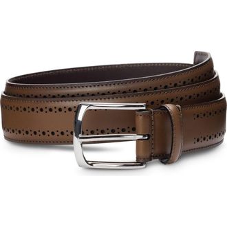 Allen Edmonds Manistee Brogued Leather Belt in Brown/brown at Nordstrom, Size 30