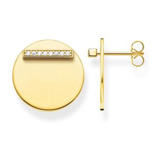 Thomas Sabo Gouden Munt Oorbellen met Witte Zirkonia - Dames - Oorbellen - Geel - ONE Size - Accessoires