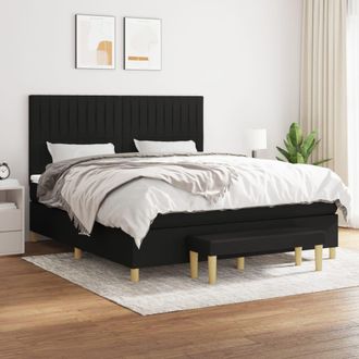 vidaXL Vidaxl - Cama Box Spring Con Colch&oacute;n Tela Negro 160x200 Cm