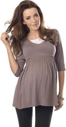 Purpless Maternity Top Tunic A Line Pregnancy Shirt Blouse Pregnant Women 5200 (10, Cappuccino)