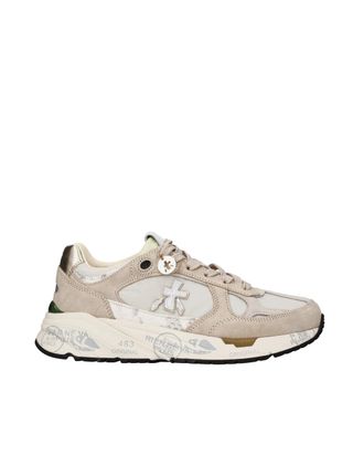 Premiata Beige Suede Python-Effect Detail Sneakers