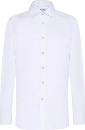 Kiton Handgemaakt Wit Katoenen Overhemd - Heren - Zakelijke Overhemden - Wit - 3XL - Katoen - Overhemden