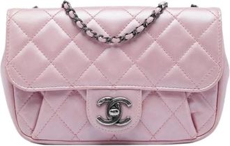 Chanel Pre-owned Vintage Quilted Crossbody Bag - Dames - Vintage Schoudertas - Roze - ONE Size - Leer - Vintage