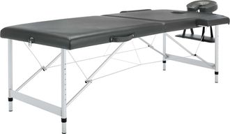 vidaXL Vidaxl Camilla De Masaje 2 Zonas Marco Aluminio Antracita 186x68 Cm