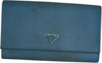 Prada Pre-owned Vintage Wallet - Dames - Vintage Accessoires - Blauw - ONE Size - Leer - Vintage