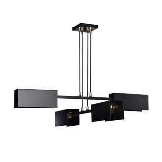Wonderlamp L&aacute;mpara colgante de metal con 4 pantalla rectangulares negro