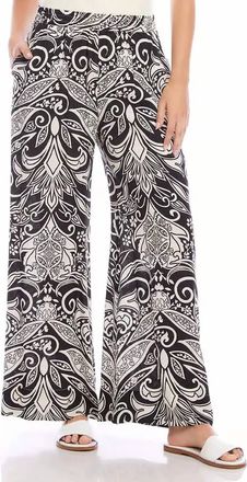 Karen Kane Pallas Print Wide Leg Pants In Black And White