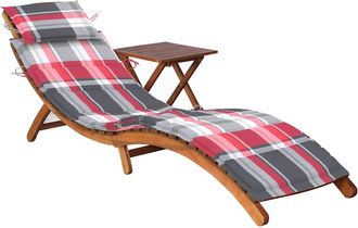 vidaXL Vidaxl - Tumbona De Jard&iacute;n Con Mesa Y Coj&iacute;n Madera Maciza De Acacia
