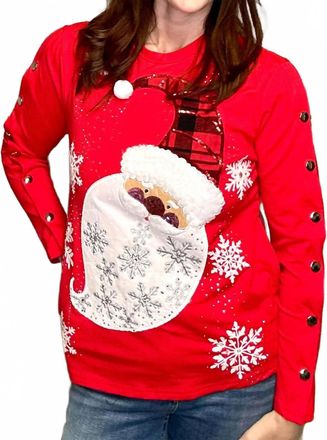 Berek Santa And Snowflake Sweater In Red