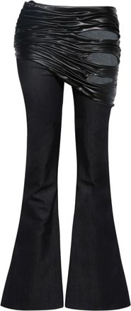 Di Petsa draped detailing jeans - women - Recycled Polyester/Polyester/Elastane/Cotton/Polyurethane - M - Blue