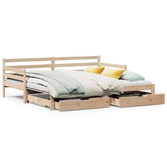 Berkfield Home Daybed with Trundle & Drawers without Mattress 90x200 cm in Light Tan