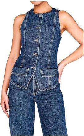 Show me your Mumu Midland Vest Top Womens Clothing Deep Well Indigo : LG, Cotton/Denim/Lyocell