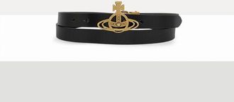 Vivienne Westwood Small Line Orb Buckle Belt Vacchetta Leather Black One Size Women