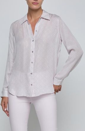 L'agence Nina Geo Print Silk Button-Up Shirt in Icy Lilac Linked Geo at Nordstrom, Size Xx-Large