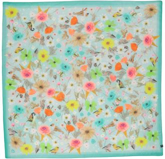 V. Fraas Floral Birds Square Silk-Blend Scarf