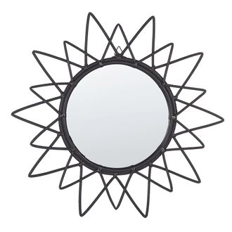 Beliani Beliani - Espejo De Pared Marco De Rat&aacute;n Negro &Oslash; 61 Cm Colgante Sala De Estar Moderno Aroek