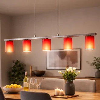 ETC Shop Lampada A Sospensione In Vetro Soggiorno Sala Da Pranzo Plafoniera Cromata Alu In Un Set Con Lampadine A Led