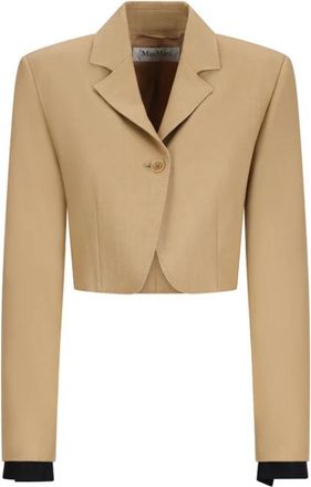 Max Mara Buono Cropped Blazer - Dames - Blazers - Beige - S - Katoen - Jassen