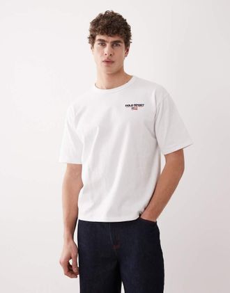 Polo Ralph Lauren Sport - T-shirt pesante comoda bianca con logo piccolo della bandiera-Bianco