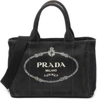 Prada Pre-owned Womens Small Canapa Tote Shoulder bag - Black - One Size