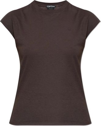 Tom Ford Katoenen T-shirt - Dames - T-shirts - Bruin - 2XS - Katoen - Tops