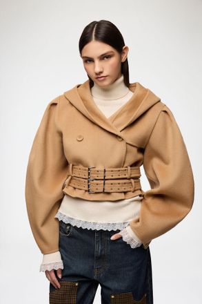 Ganni Beige Jacket in Double-Faced Wool - Size 32