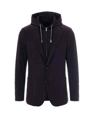 Eleventy Hooded Single-Breasted Wool-Blend Blazer