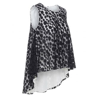 Giambattista Valli Black White Polkadot Lace Blouse