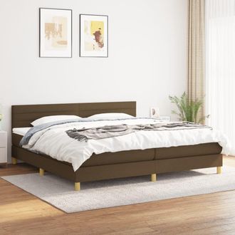 vidaXL Vidaxl - Cama Box Spring Con Colch&oacute;n Tela Marr&oacute;n Oscuro 200x200 Cm