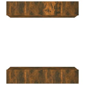 Berkfield Home TV Cabinets 4 pcs Smoked Oak 80x30x30 cm Engineered Wood in Brown | Size: 80 x 30 x 30 cm