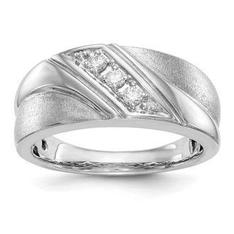 Diamond2Deal 14k Gold Lab Grown Diamond 3-Stone Wedding Band Ring 0.15Ct Clarity- VS Color- G-H