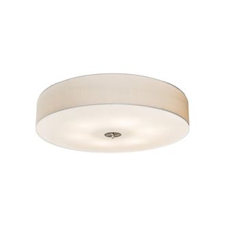 QAZQA Qazqa - Moderno Plaf&oacute;n R&uacute;stico Blanco 70 Cm - Drum Jute Vidrio /textil /acero Redonda Adecuado Para Led Max. 6 X 60 Watt