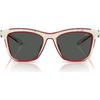 Diesel DL3008U 53mm Square Sunglasses in White Barrelling Red /Grey at Nordstrom