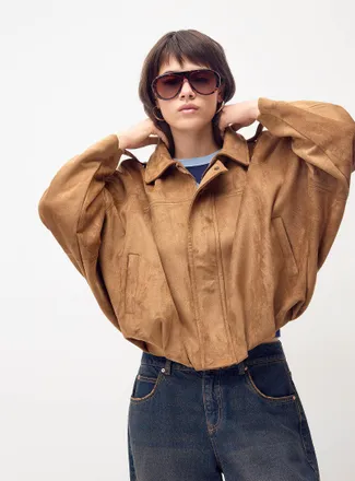 Twik Womens Faux-suede loose jacket