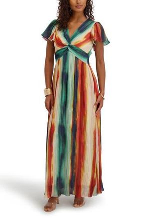 Kensie Stripe Chiffon Maxi Dress in Multi at Nordstrom Rack, Size 10