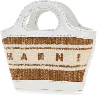 Marni Womens Tropicalia Micro Top Handle Bag White Raffia Bovine Leather