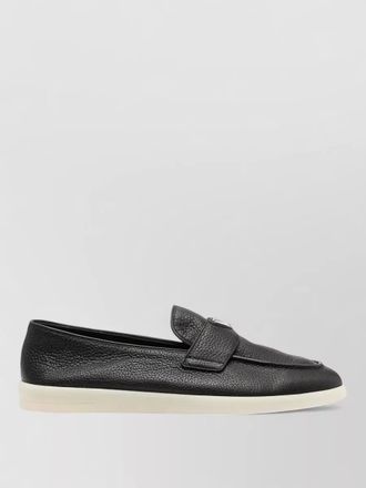 Prada leather loafers round toe textured sole