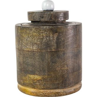 Foreside Home And Garden Round Canister Natural Mango Wood in Brown at Nordstrom