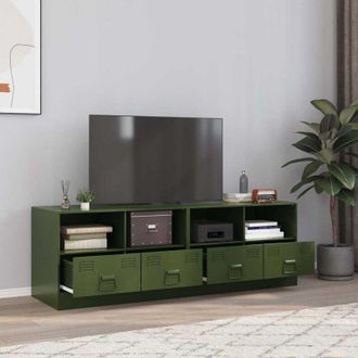 vidaXL Vidaxl - Muebles Para Tv 2 Unidades Acero Verde Oliva 67x39x44 Cm
